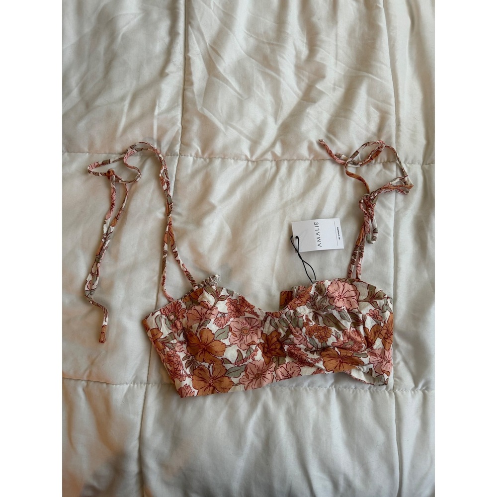 NWT Amalie by Showpo Lorete Linen Wild Flower Floral Print Bralette Bra Size 4